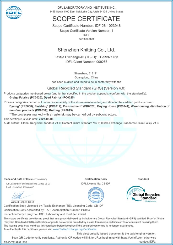 fabric certifications