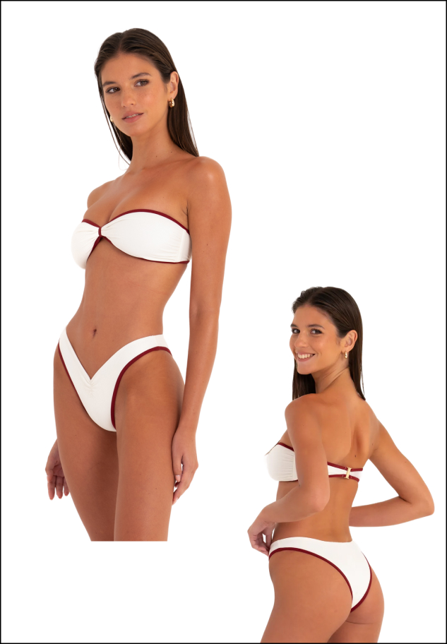 underwire top with high hip bottom, front and back view