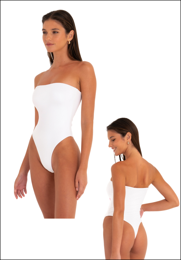 bandeau one piece, front and back view